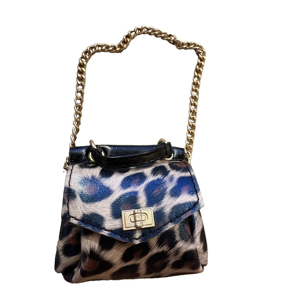 Toy Designer Crossbody Bag Vinyl Leopard Print for Ken or Barbie - Picture 2 of 3